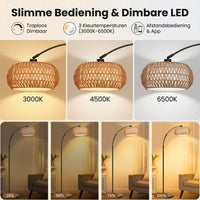 Moderne Booglamp met Rotan Kap