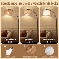 Moderne Booglamp met Rotan Kap