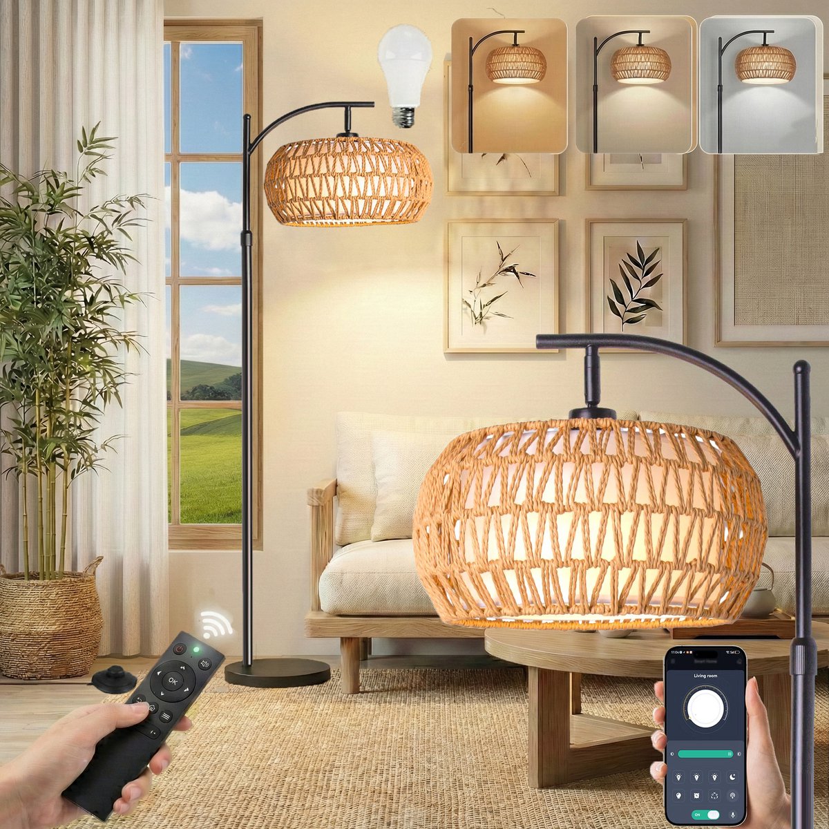 Rotan vloerlamp
