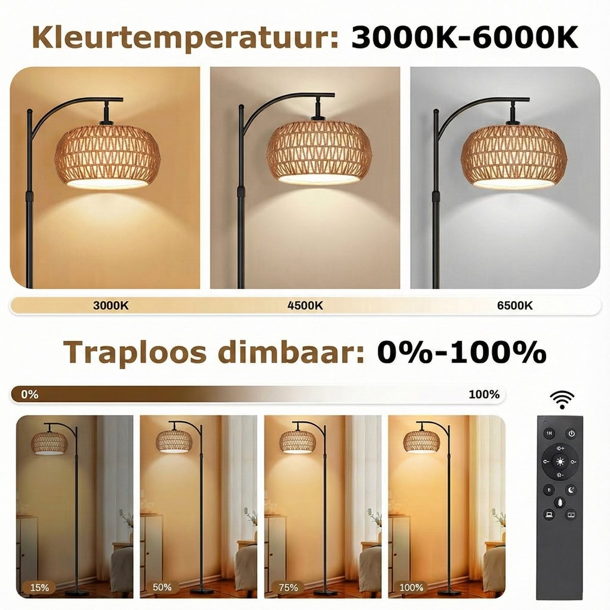 Rotan vloerlamp