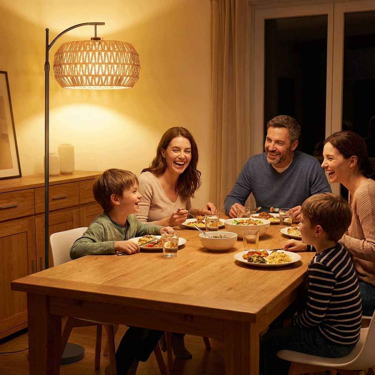 Rotan vloerlamp