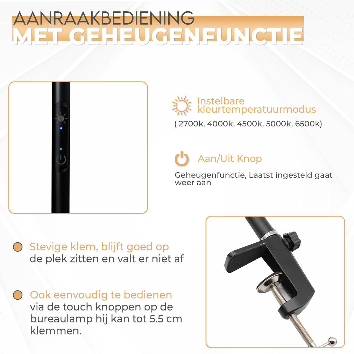 Bureaulamp met klem