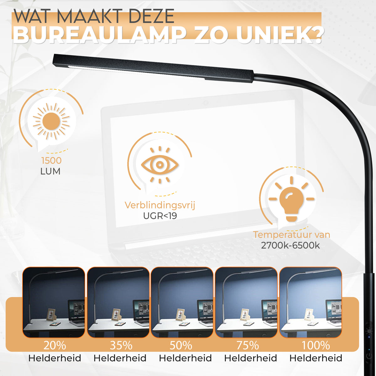 Bureaulamp met klem