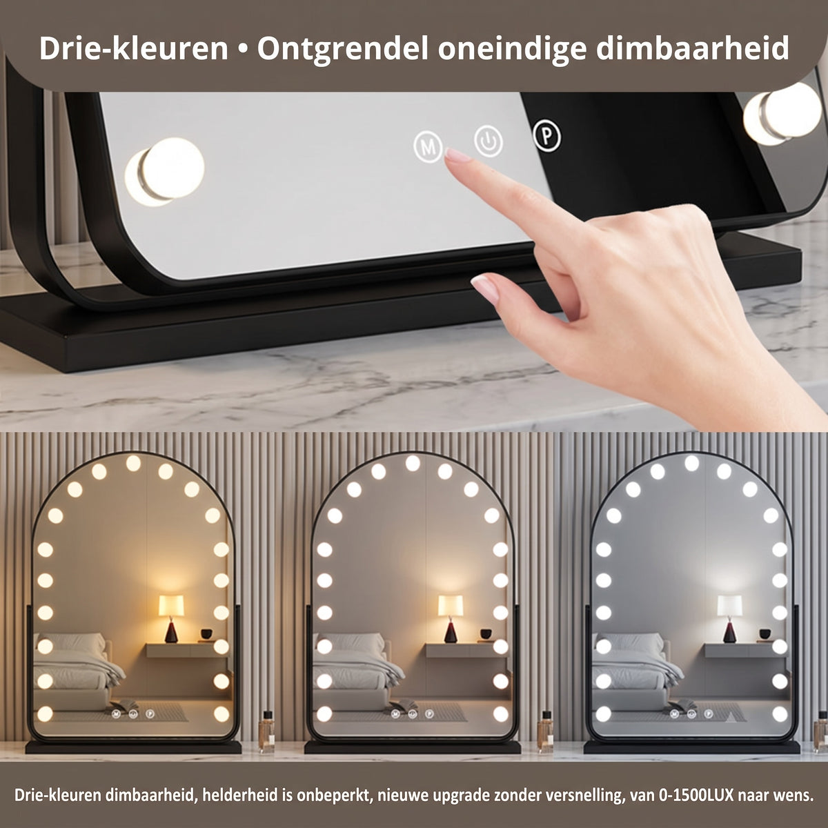 hollywood make-up spiegel met LED verlichting 50x70cm