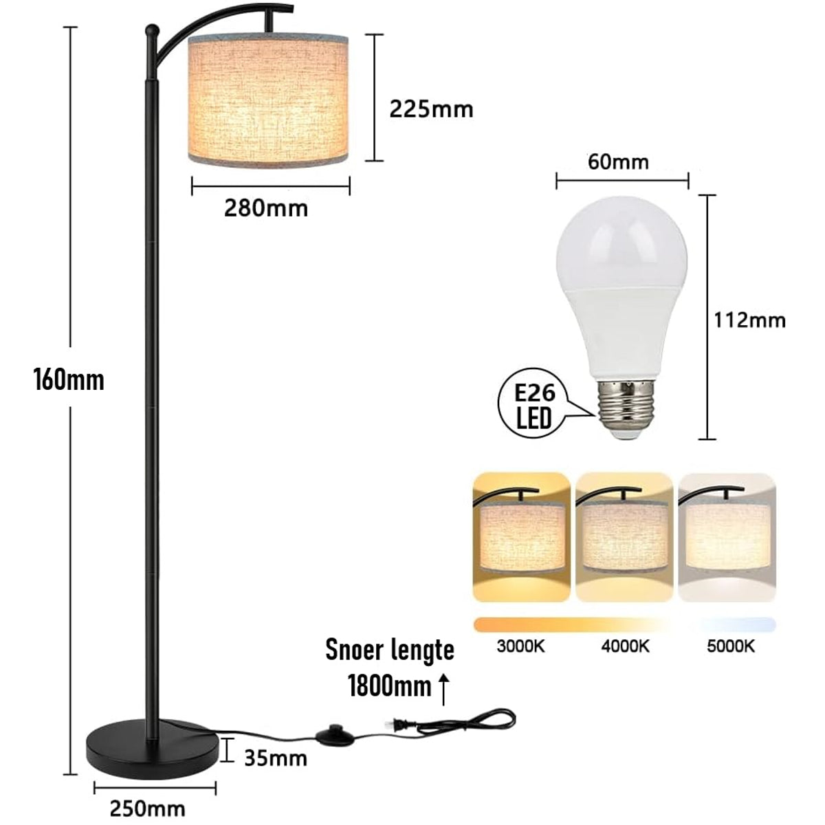 LED Vloerlamp Dimbaar