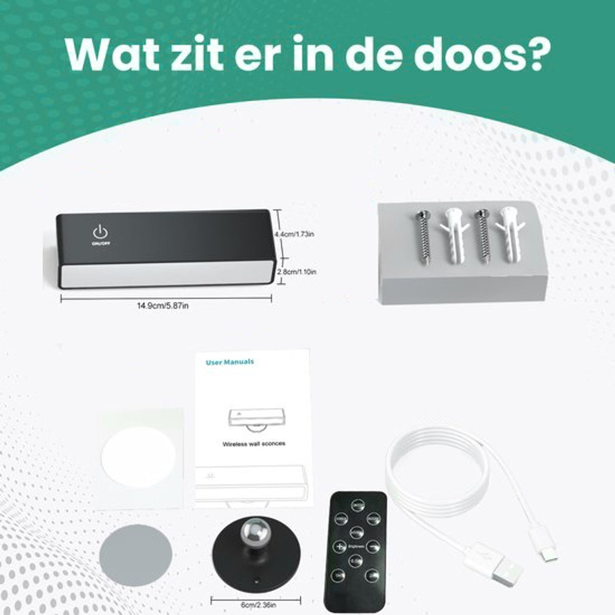 Oplaadbare Wandlamp - Dimbaar & Afstandsbediening