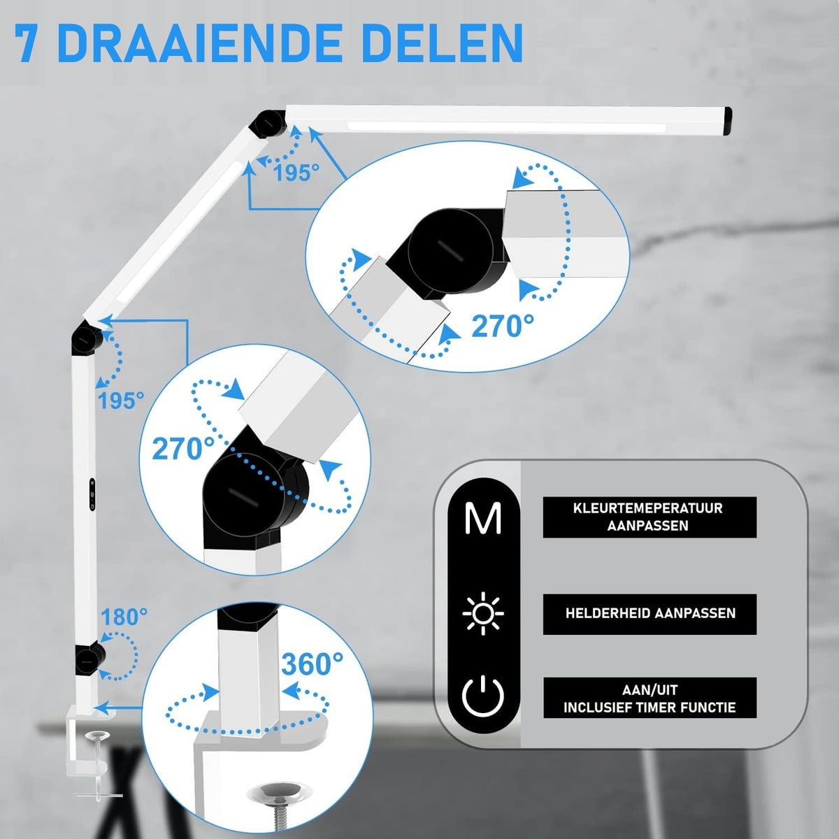 Bureaulamp met klem