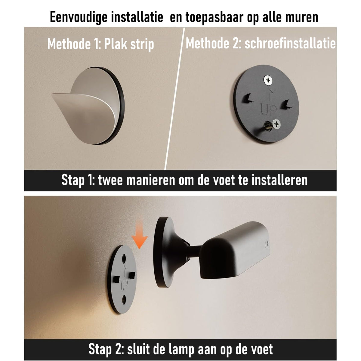 Draadloze wandlamp