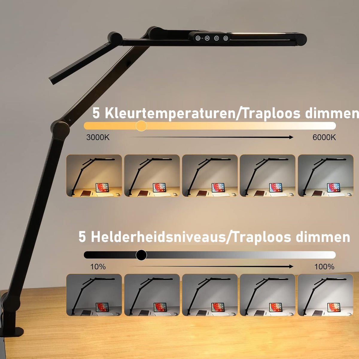 Bureaulamp met klem