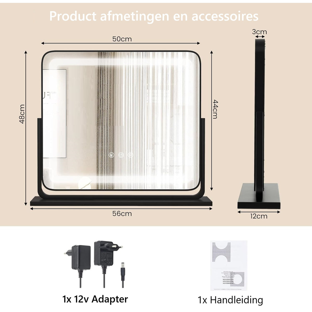 make-upspiegel met verlichting