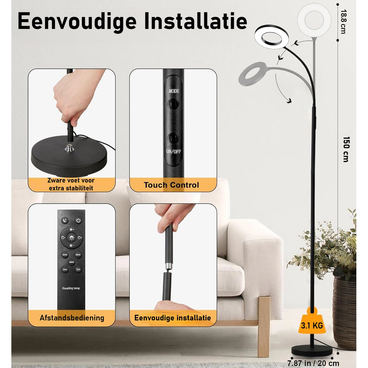 LED Vloerlamp Dimbaar