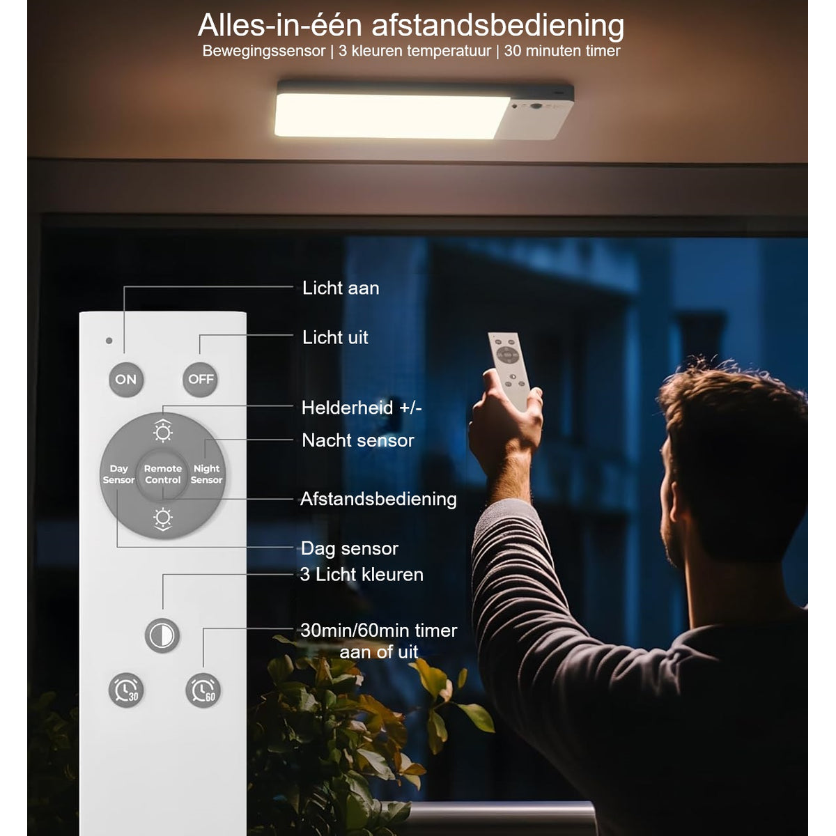 Plafondlamp sensor oplaadbaar
