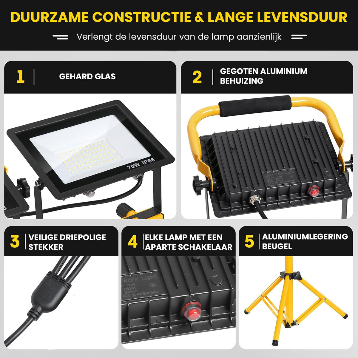 LED Bouwlamp op statief
