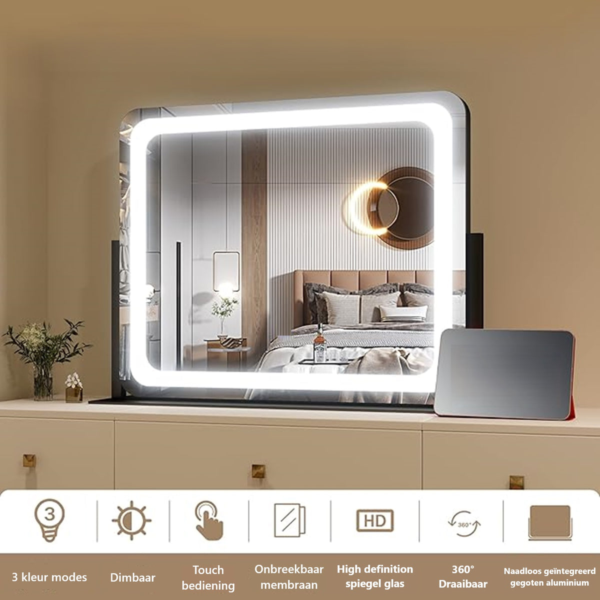 make-upspiegel met verlichting