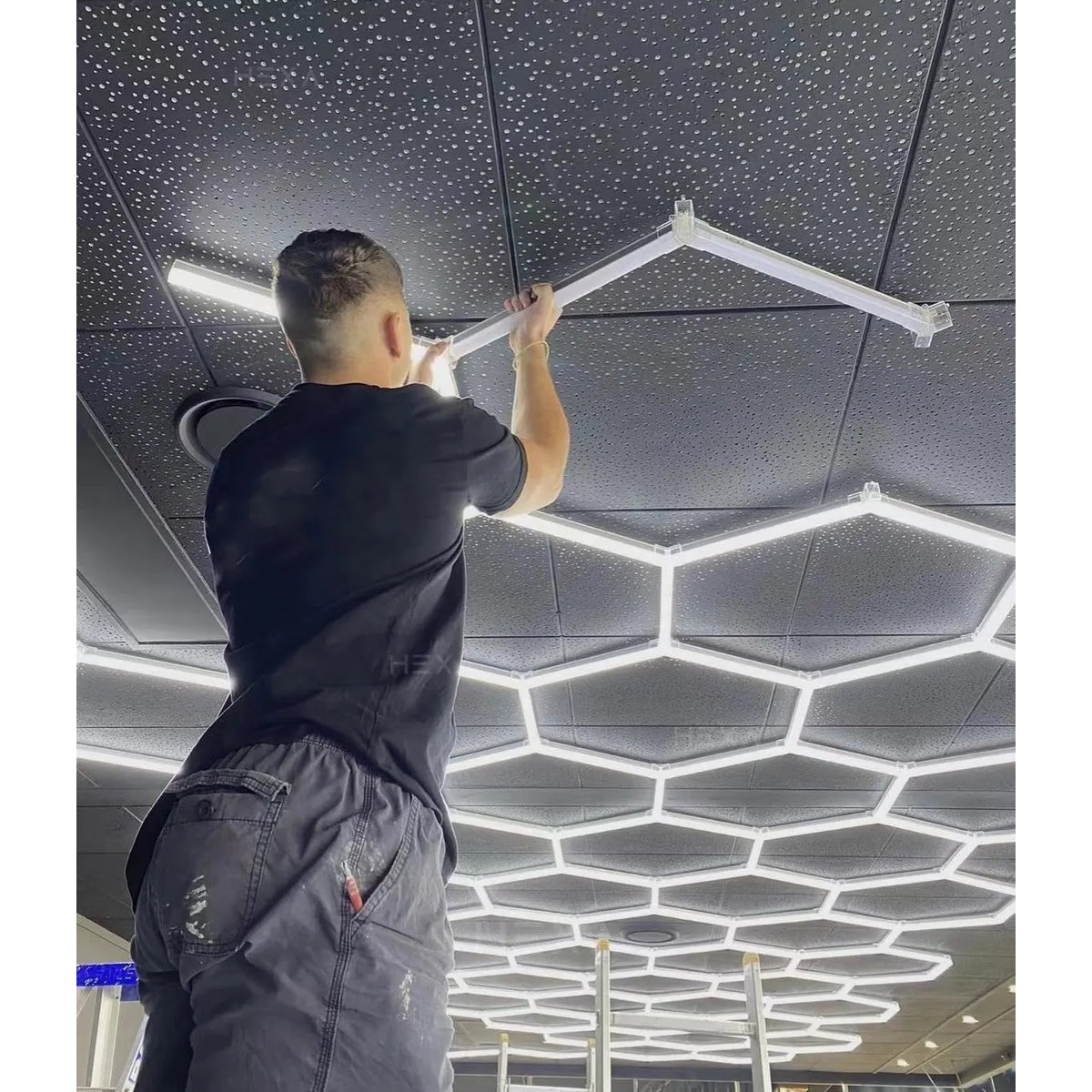 Hexagon plafond verlichting