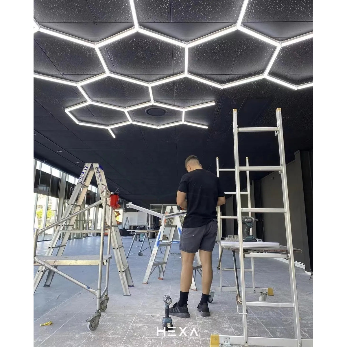 Hexagon plafond verlichting