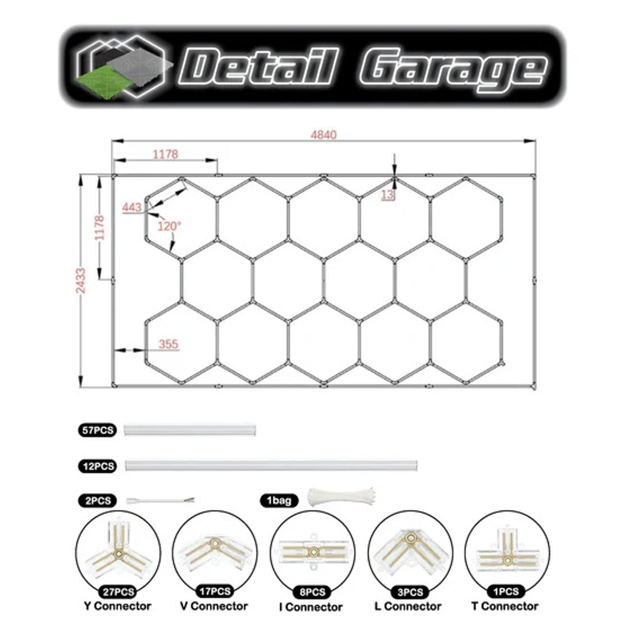 Hexagon garage verlichting