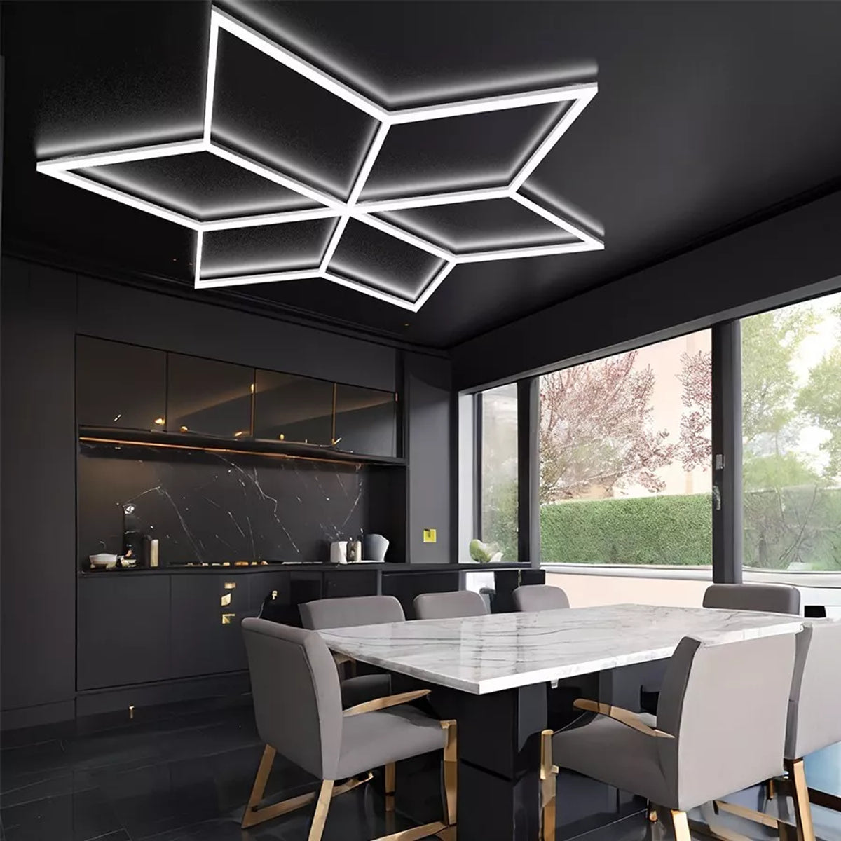 Hexagon plafond verlichting